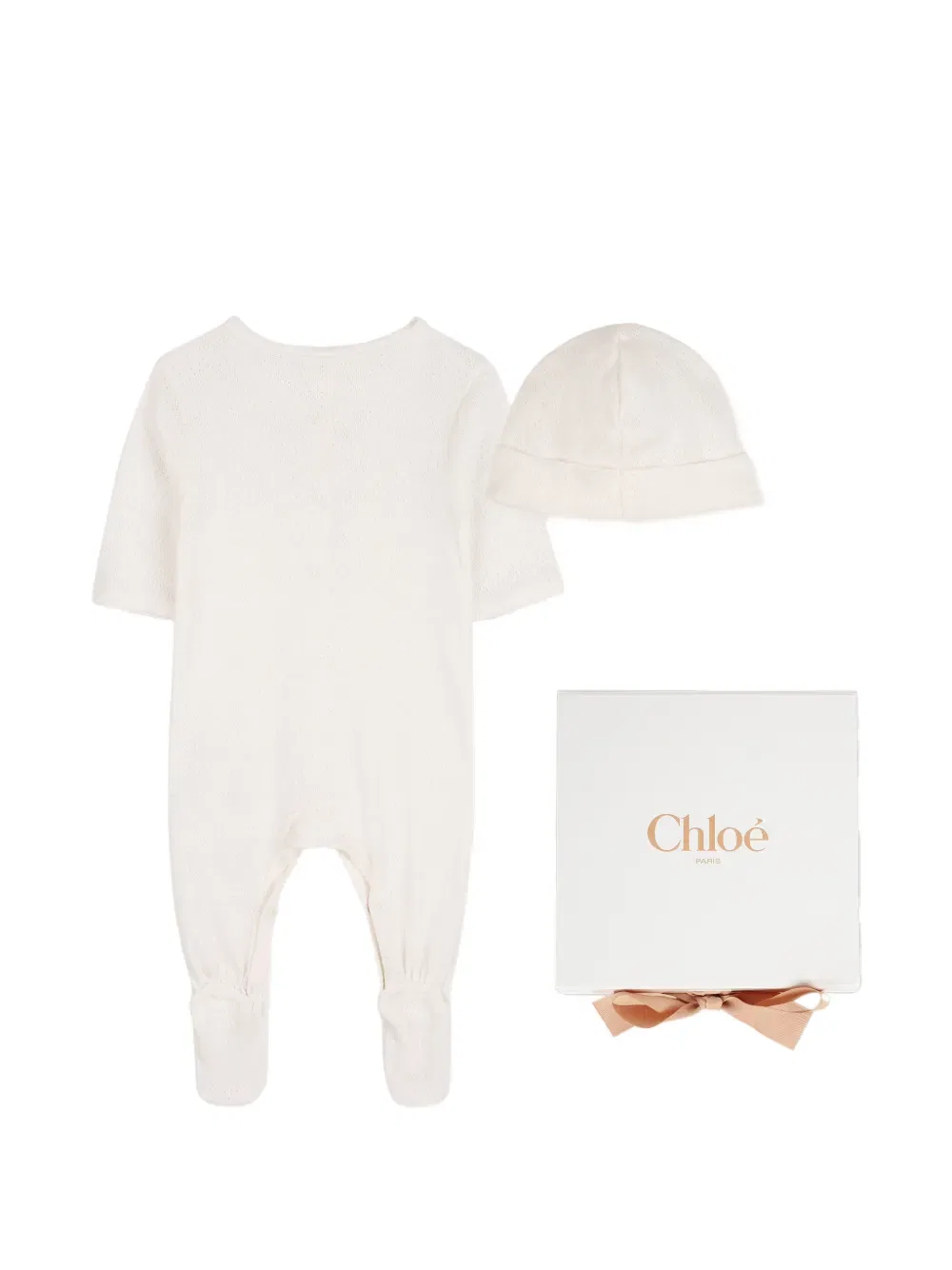 Вышитый логотип на детской шапочке-комбинезоне Chloe Kids, нейтральный — фото 2