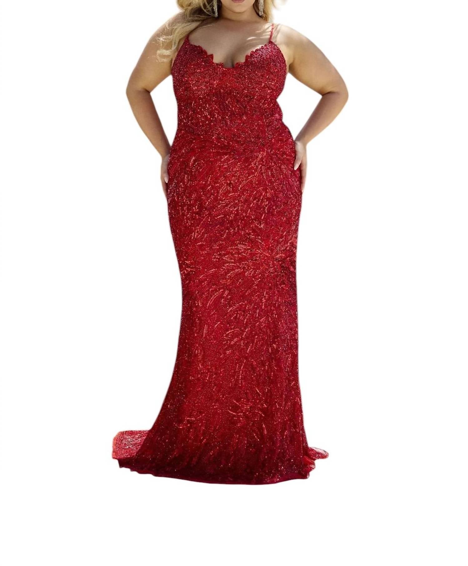 

Платье для выпускного с глубоким V-образным вырезом в красном цвете Primavera