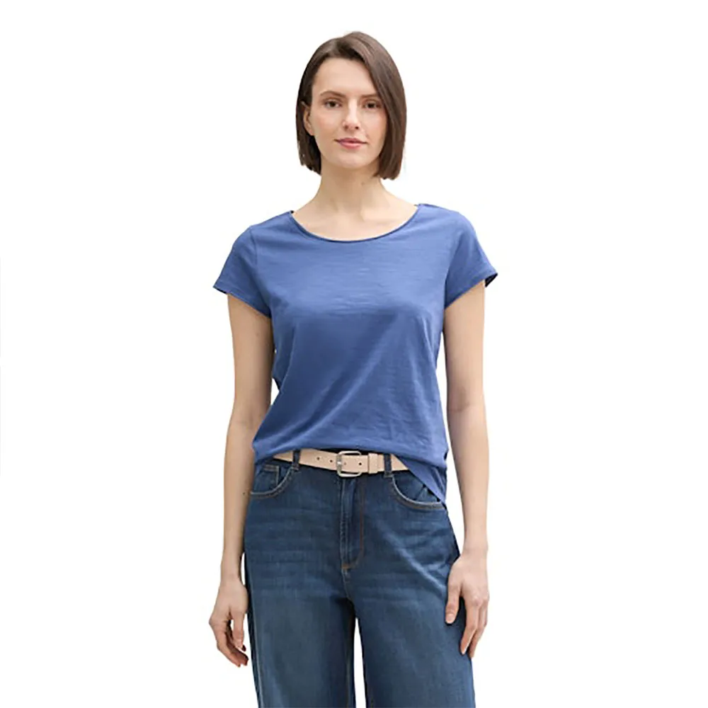 

Футболка с коротким рукавом Tom Tailor Slub Crew Neck, синий