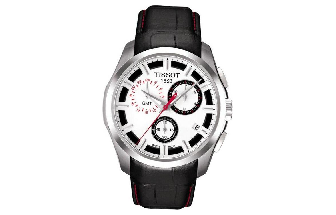 

TISSOT Часы T TREND Collection Quartz Movement Men's Watch Watch 41mm White Dial Stainless Steel Case Cow Leather Strap, White Dial