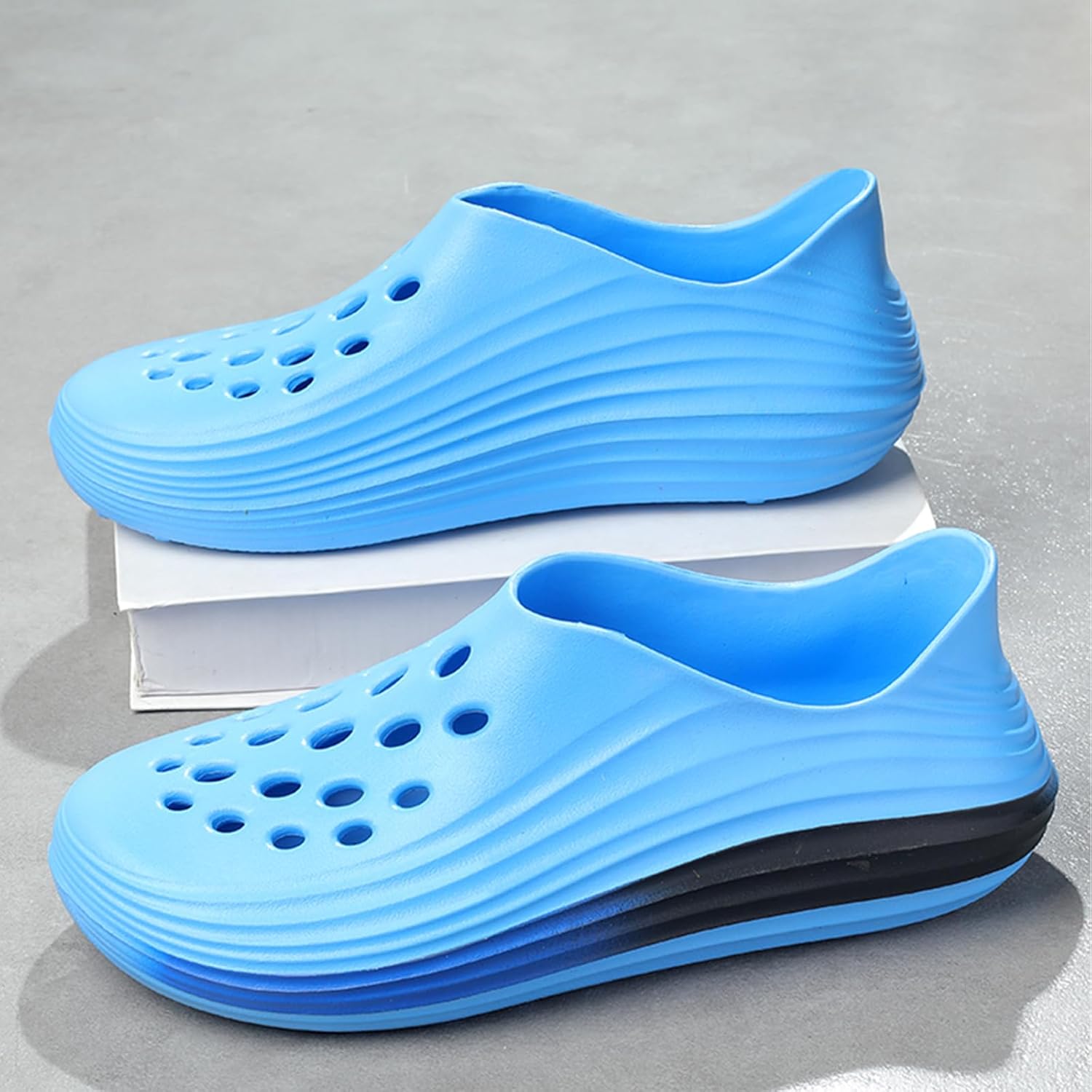 Мужские слипоны из пены с вырезами, стиль Foam Runner, легкие, прочные, из материала EVA, дышащие, мягкие пляжные сандалии с вентиляцией для мужчин Inkuil, синий — фото 3