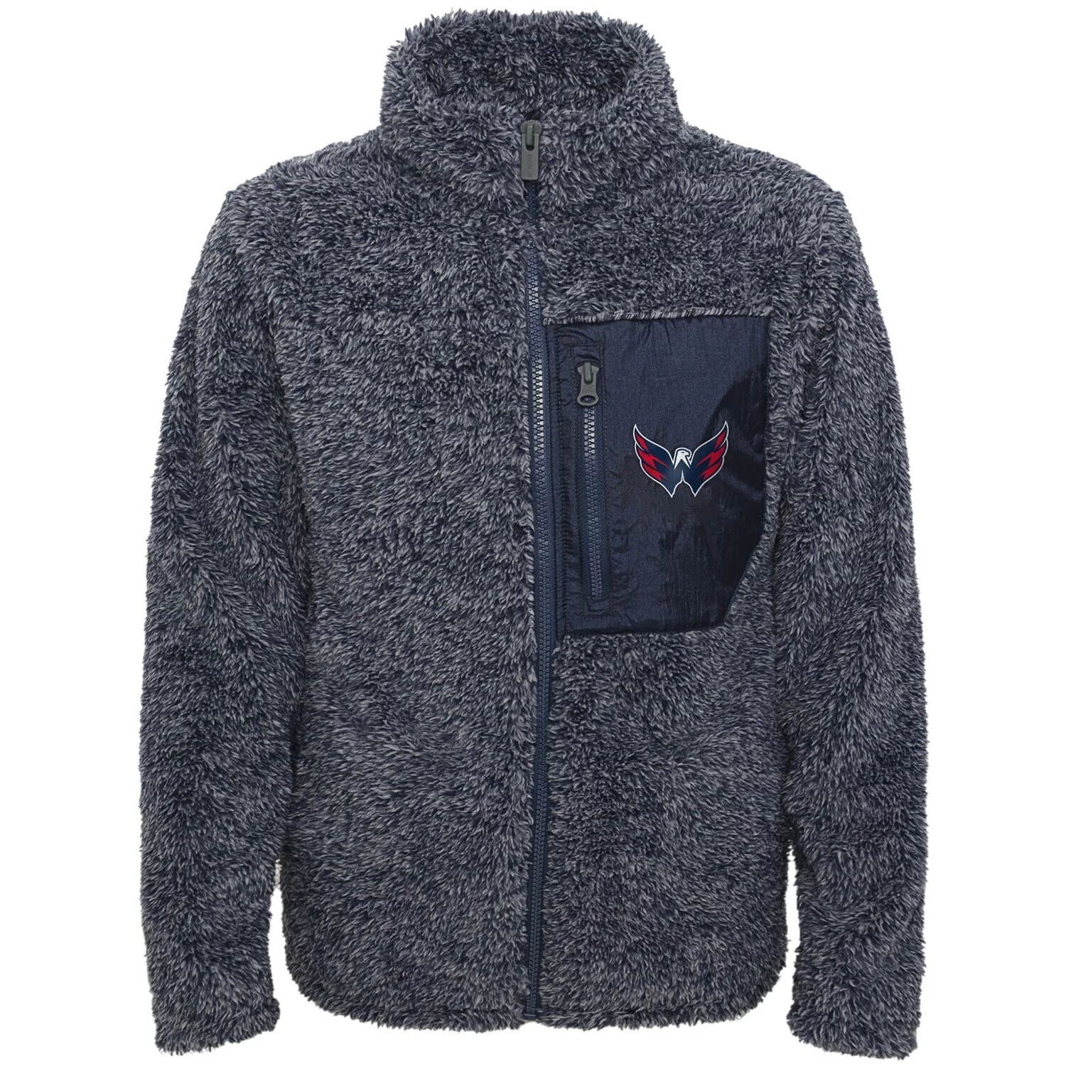 Молодежная куртка темно-синего цвета для девочек Washington Capitals Fan Gear из шерпы на молнии во всю длину Outerstuff — фото 4