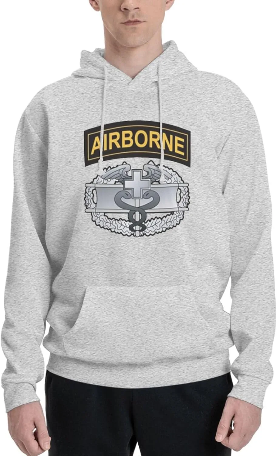 Generic Толстовка Combat Medic Badge with Airborne мужская черная с капюшоном и карманом