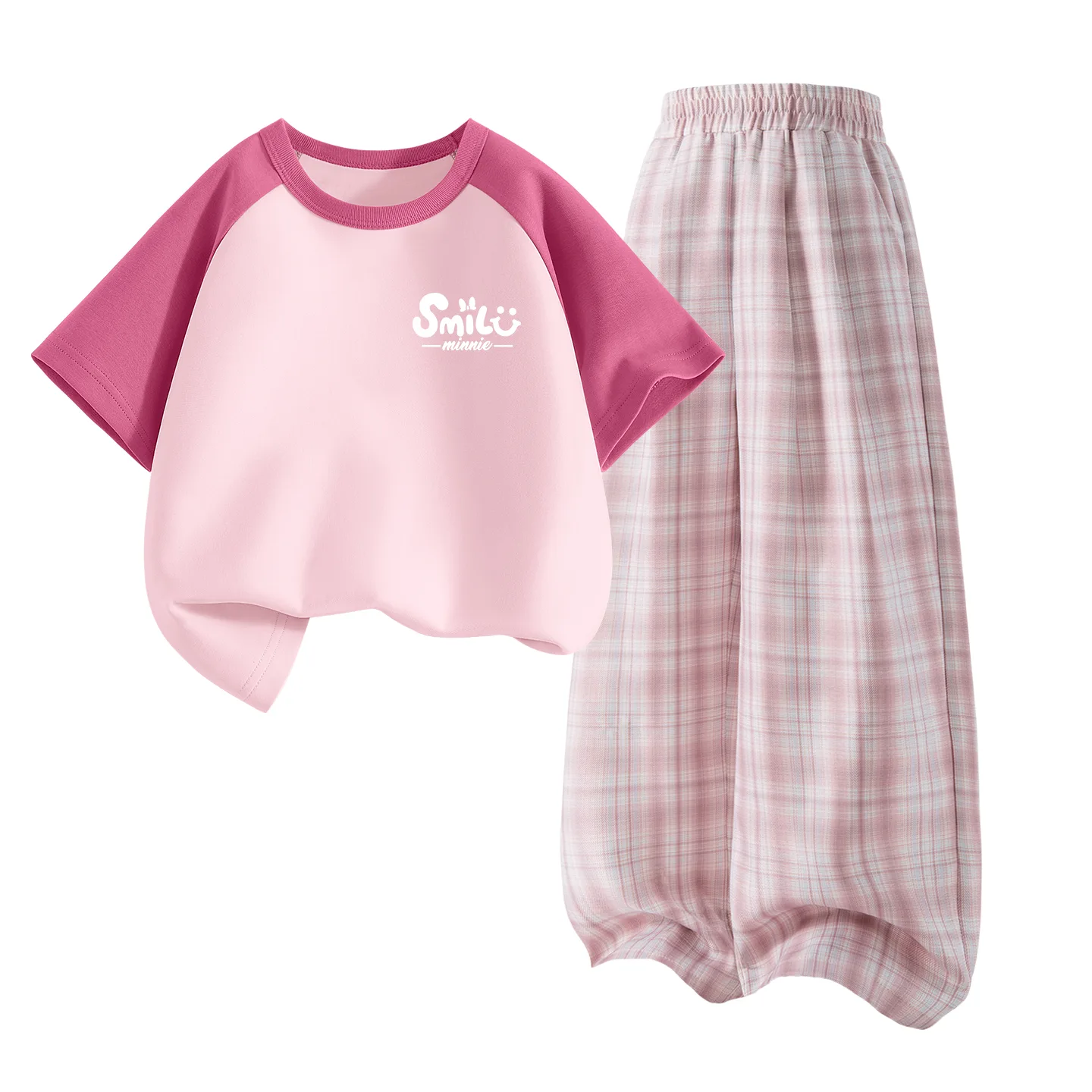 Детская спортивная футболка с круглым вырезом Disney, Deloroni Berry Pink+Solid Color Quartz Pink — фото 4