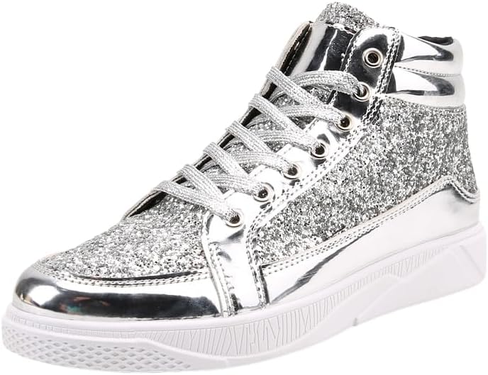 

Мужские повседневные высокие кожаные кроссовки, в золоте, серебре и черном, подходят для ежедневной носки Hoalox