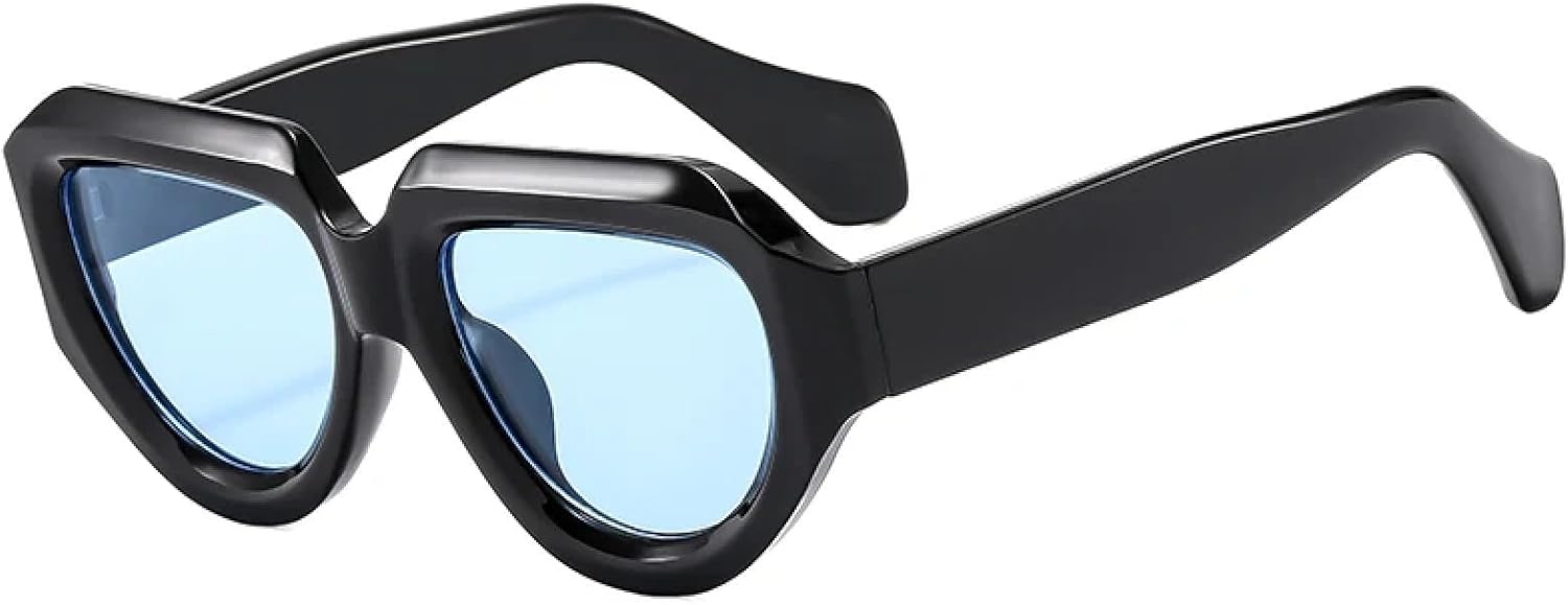 

Модный тренд: ретро-солнцезащитные очки с огранкой «под носки», овальной оправой, широкими зеркальными дужками, многоугольной оправой, персонализированной большой оправой TVTBBVV, Black Blue