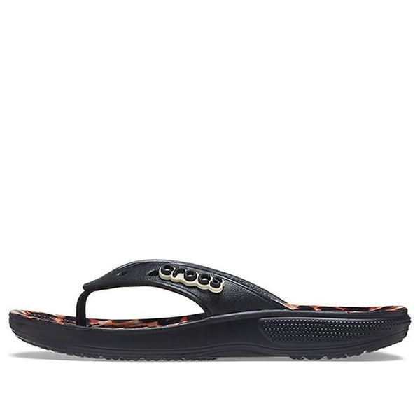 

Тапочки classic animal flip-flops leopard print 'black leopard' Crocs, черный