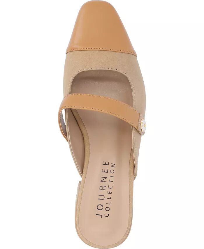 Женские мюли Dalla Block Heel Mary Jane Journee Collection, коричневый/бежевый — фото 4