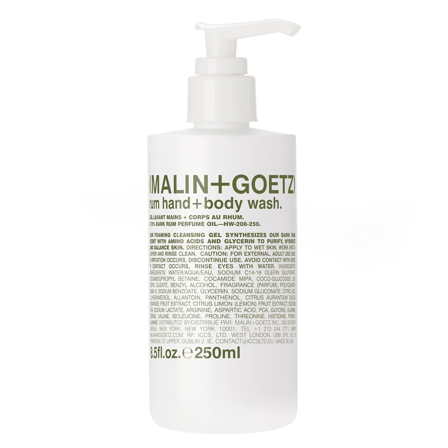 Гель для рук Malin + Goetz Rum с дозатором, 250 мл Malin+Goetz