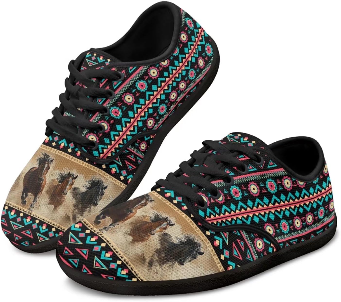 

Мужские и женские босоножки Jeiento с ацтекским узором с широким носком, кроссовки для бега с нулевым перепадом подошвы, Running Horse Southwest