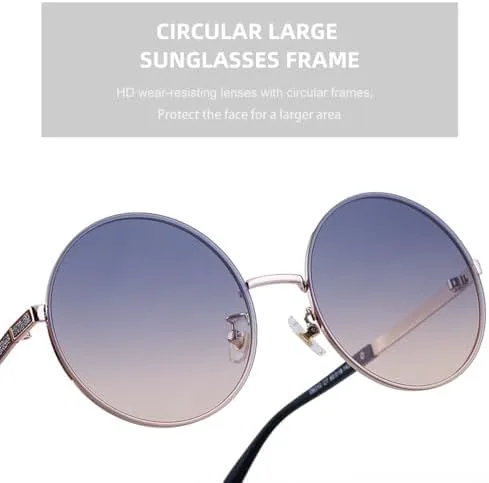 

Круглые солнцезащитные очки большого размера для женщин, зеркальные солнцезащитные очки для вождения, женская большая оправа, градиентные линзы, очки UV400 MTZJH, C3