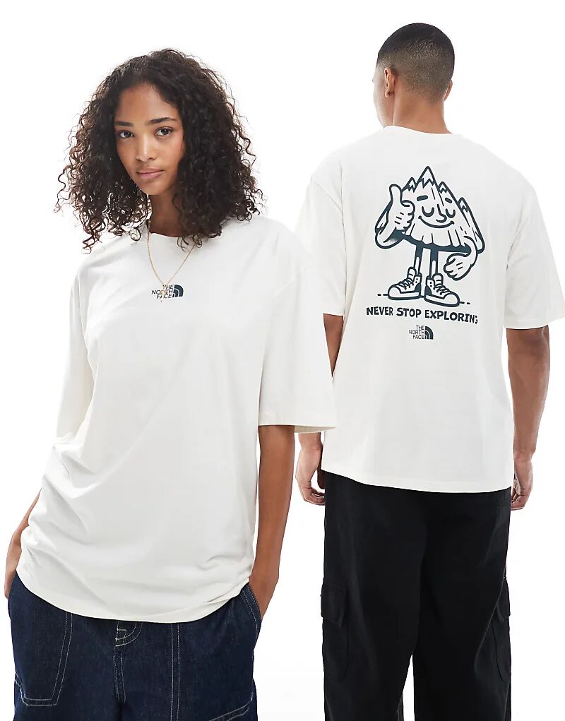 

Футболка унисекс с принтом «The North Face Mountain Fun» большого размера на спине, кремового цвета