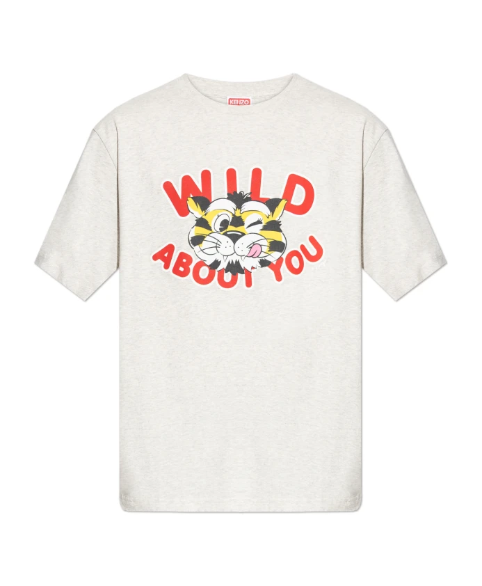 

Хлопковая футболка Kenzo, бежевый