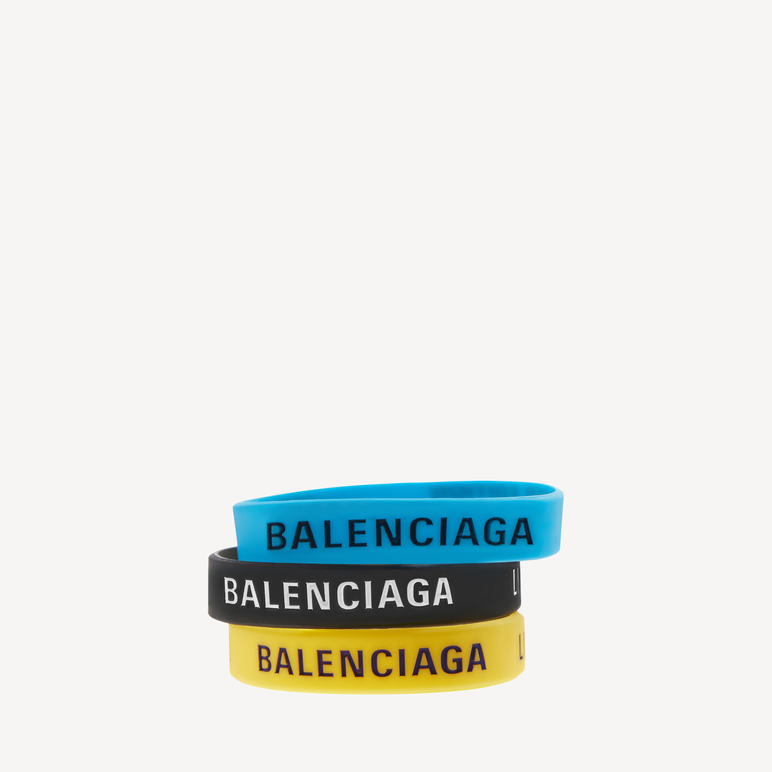 

Браслеты лимитированной серии в желтом, черном и синем цветах BALENCIAGA, синий/желтый/черный