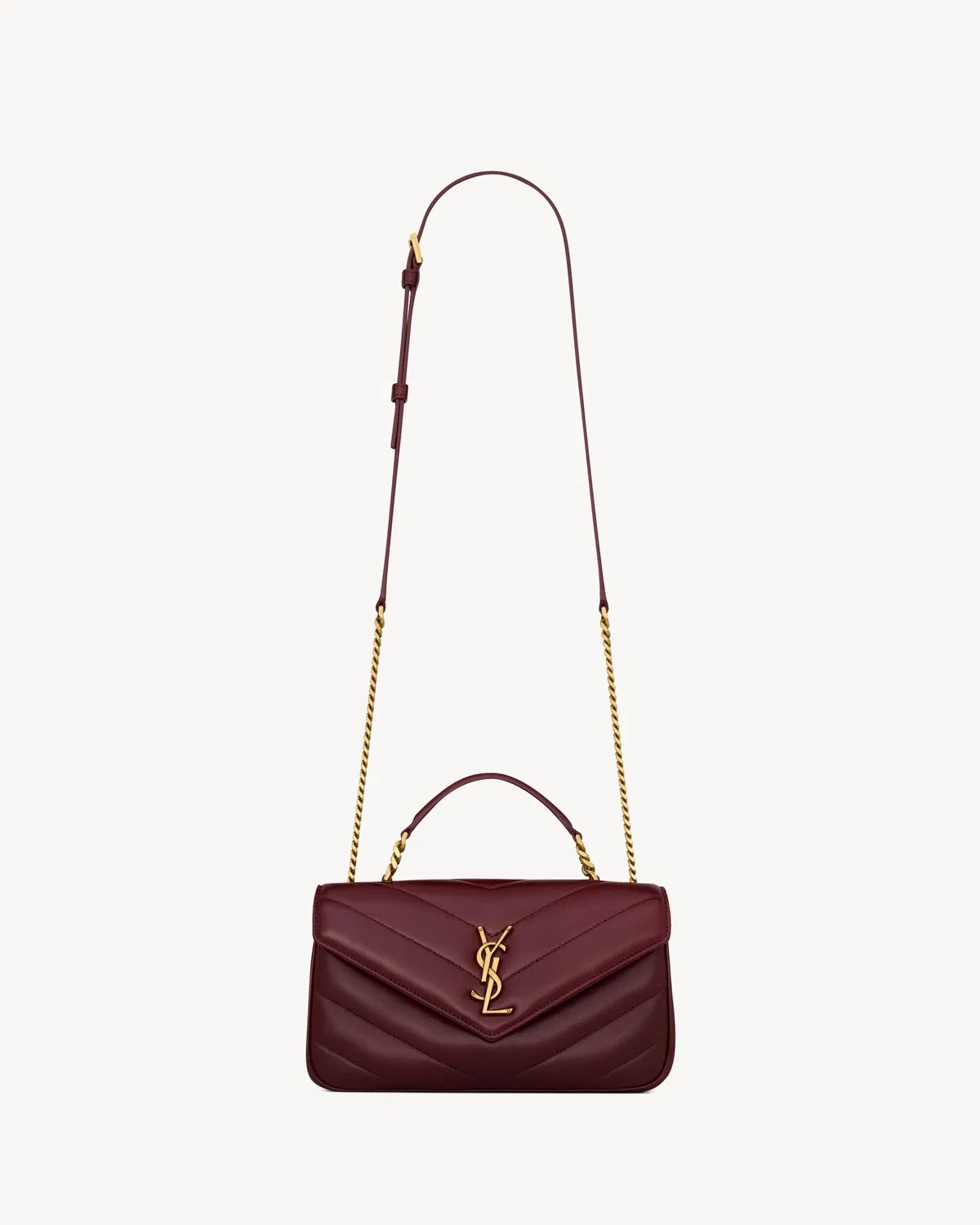 Сумка LOULOU с верхней ручкой из стеганой овечьей кожи SAINT LAURENT, бордовый