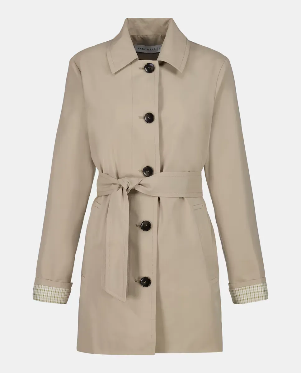 

Длинный женский тренч с контрастной клеткой Easy Wear, цвет Tostado