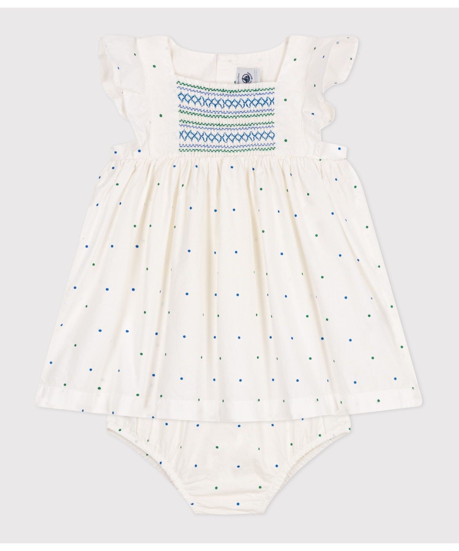 Платье с оборками и панталоны в комплекте PETIT BATEAU, Off-white/multicolor — фото 3