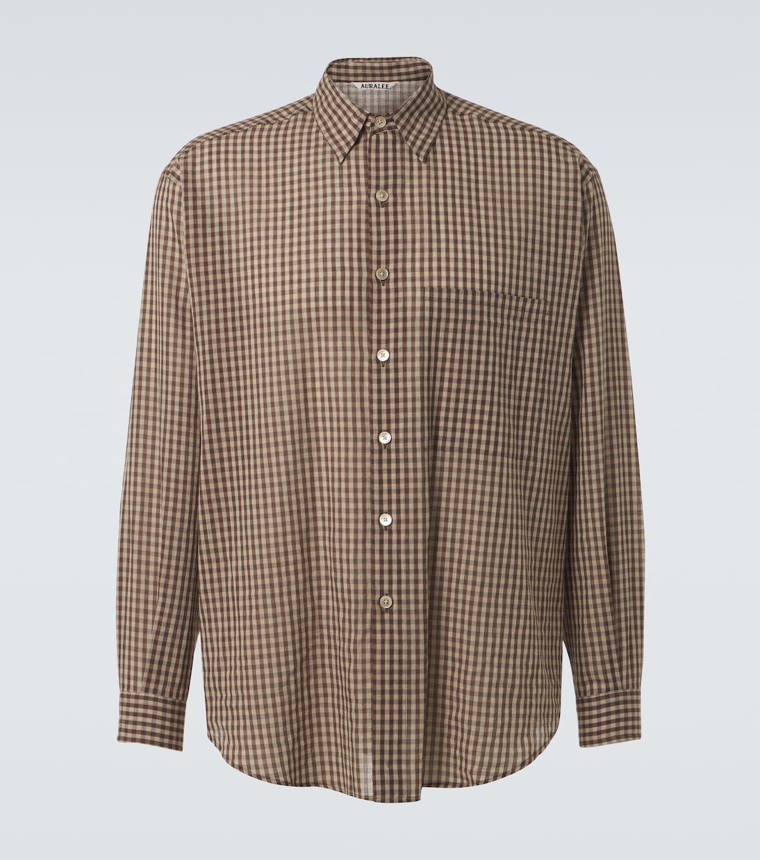 

Воздушная рубашка из хлопка в клетку Auralee, Brown Gingham Check