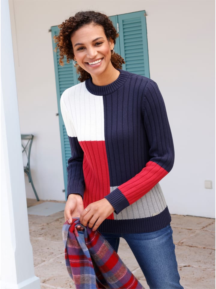 

Свитер с воротником-стойкой темно-синего и красного цветов WITT WEIDEN