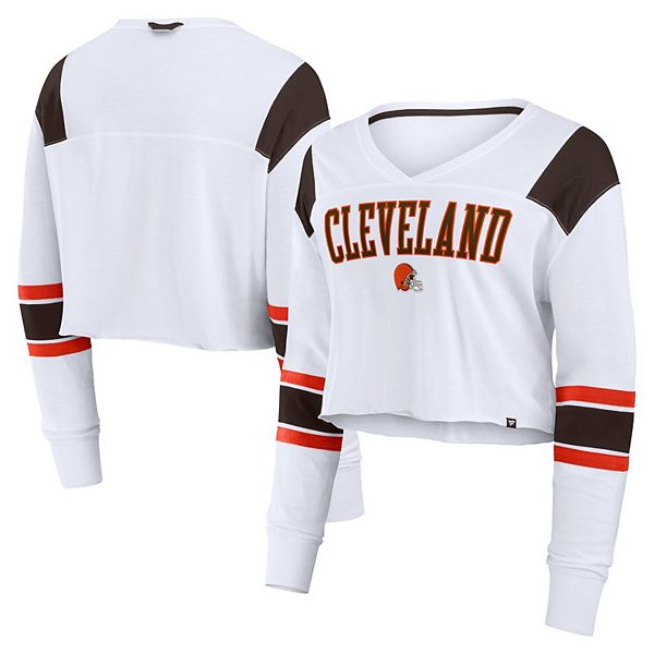 

Женская белая футболка Cleveland Browns с длинными рукавами Fanatics, Белый, Женская белая футболка Cleveland Browns с длинными рукавами Fanatics