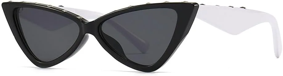 

Солнцезащитные очки UV400 с заклепками, модель «кошачий глаз», для женщин и мужчин, для бега и занятий спортом на открытом воздухе UYPTK, Black White Grey