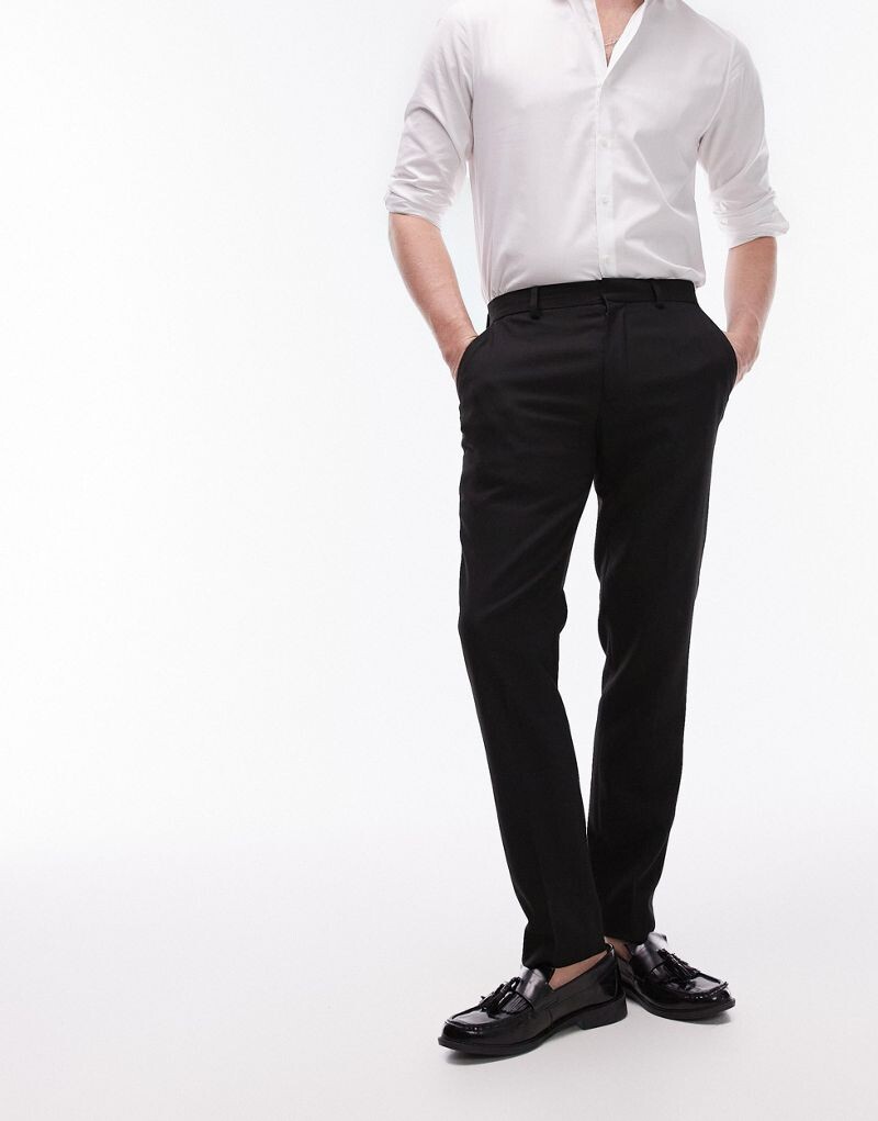

Черные узкие фактурные брюки Topman