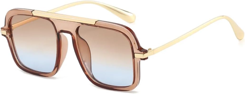 

Ретро-градиентные солнцезащитные очки для мужчин и женщин, роскошные, с индивидуальным дизайном, защита от УФ-излучения UV400, модные и универсальные UATXTAU, Tea Blue