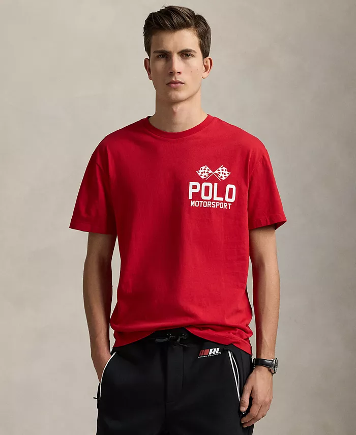 

Мужская классическая футболка из мулированной джерси с принтом Polo Ralph Lauren, красный