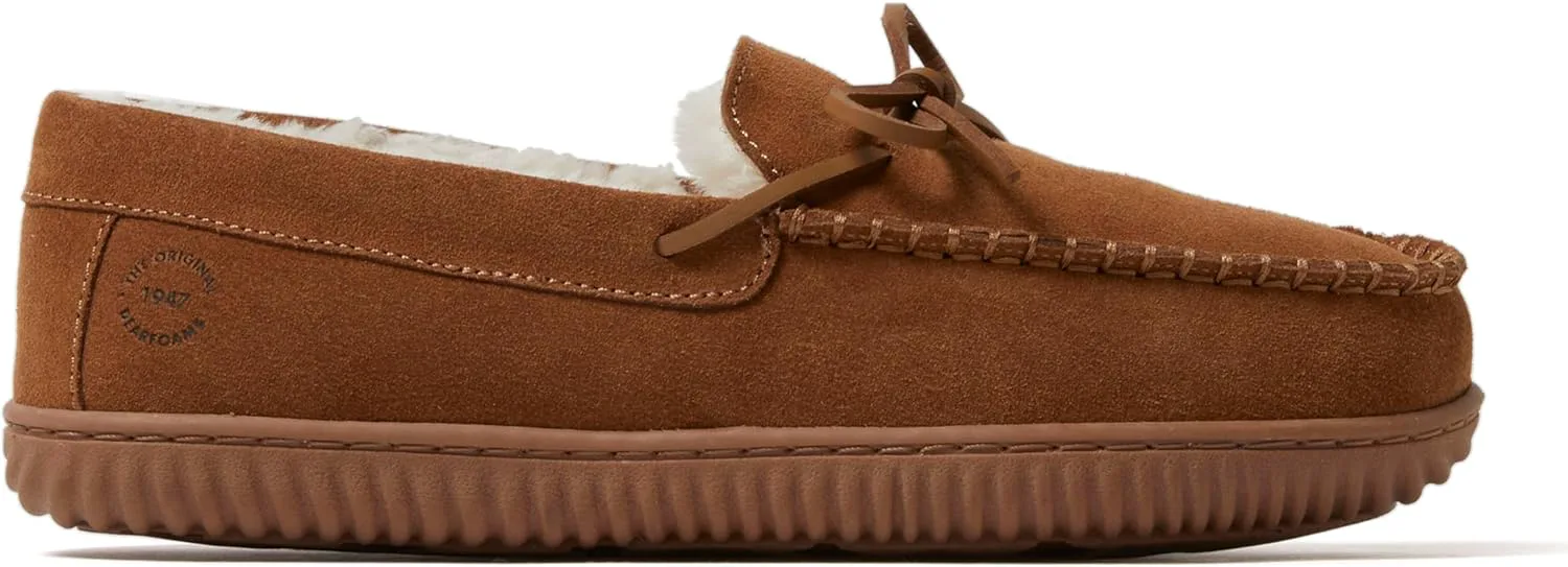 Мужские мокасины Dearfoams Hudson из натуральной замши с мемори-пенной стелькой и шнурками — фото 3