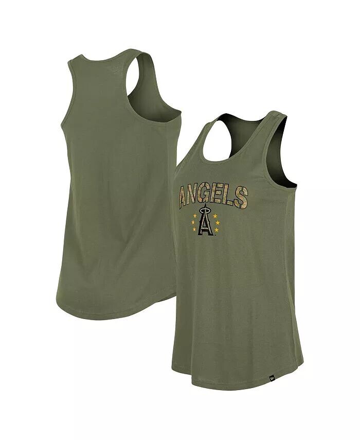 

Женская оливковая майка Los Angeles Angels Armed Forces Day New Era, зеленый