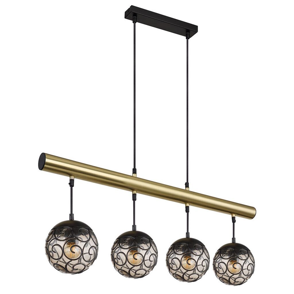 

Подвесной светильник, металл, дымчатый, золото, 4 лампочки, В 120 см. Globo Lighting