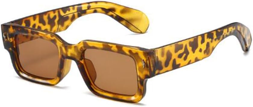 

Солнцезащитные очки квадратной формы с толстой оправой для женщин и мужчин, прямоугольные солнцезащитные очки для путешествий с защитой от УФ-излучения UV400 Weloveushop, Leopard Print Frame Tea