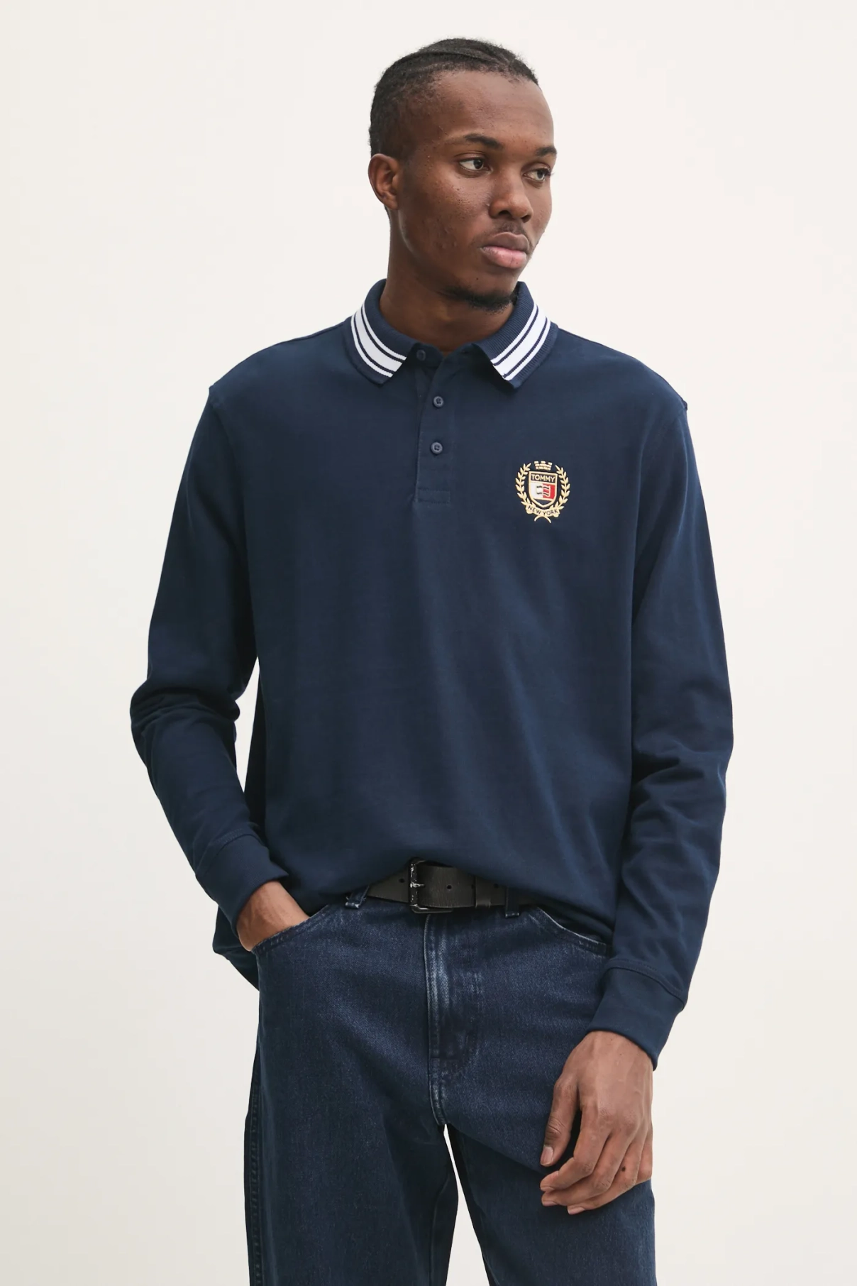 

Хлопковый топ с длинными рукавами Tommy Jeans, темно-синий