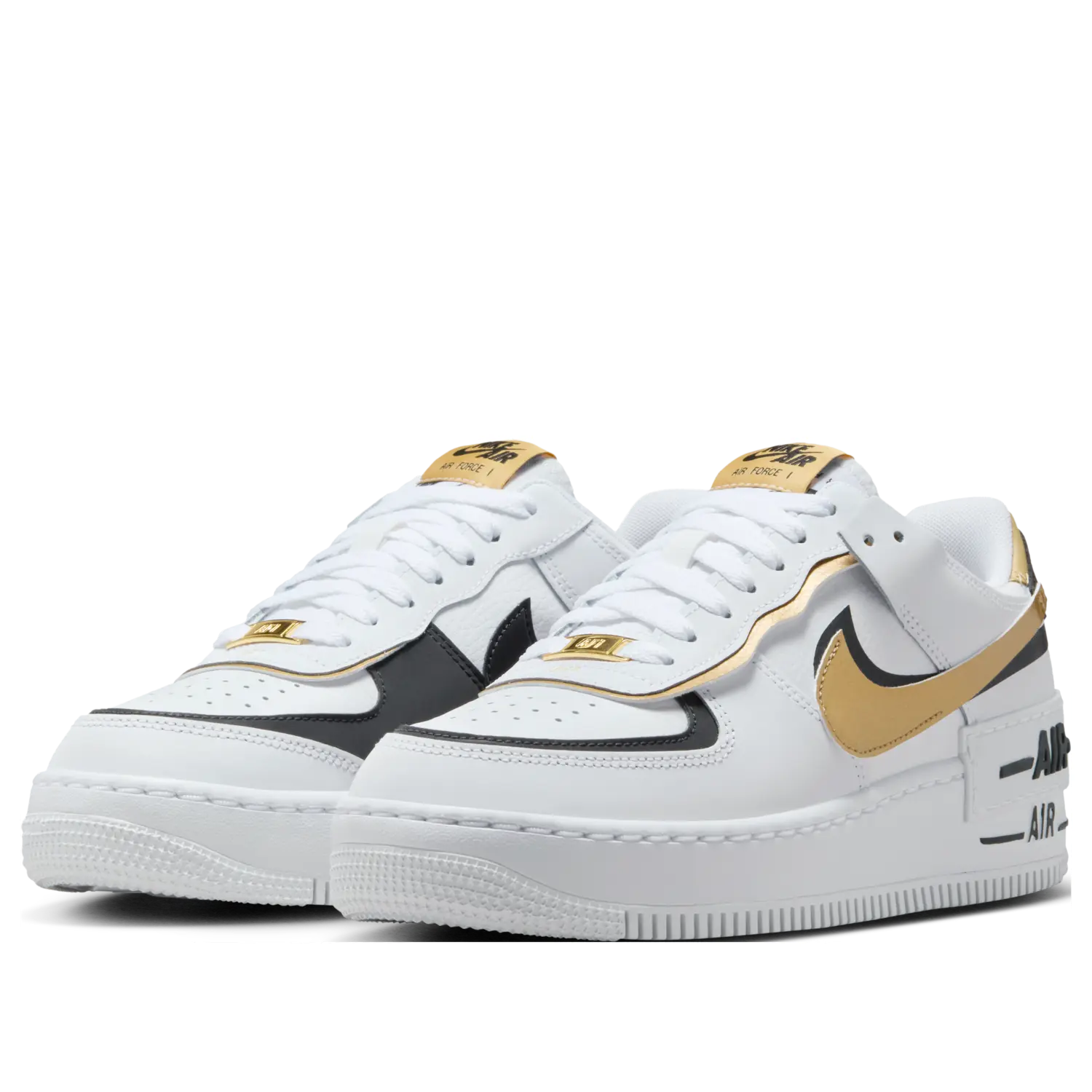 Кроссовки (WMNS) Nike Air Force 1 Shadow 'White Black Metallic Gold' — фото 3