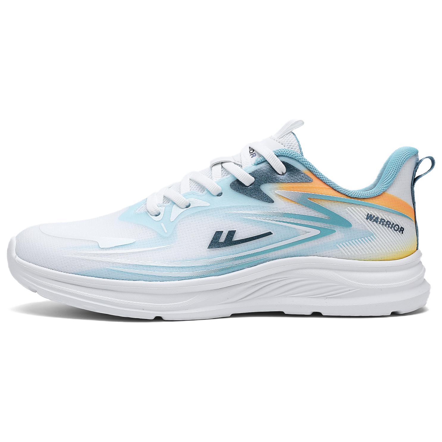 

WARRIOR Мужские повседневные кроссовки low top с тканевой амортизацией, легкие и дышащие, белые, светло-голубые, оранжевые