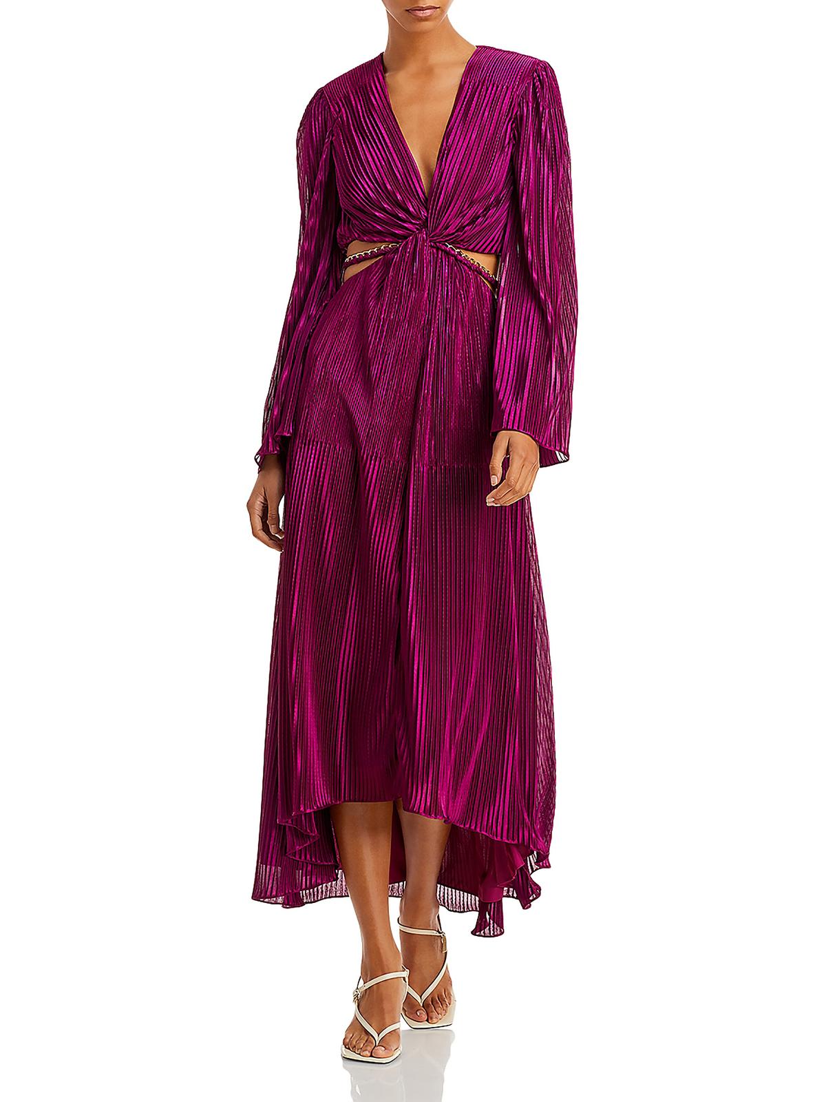 

Женское атласное плиссированное платье миди Kimberly Ramy Brook, цвет plum berry