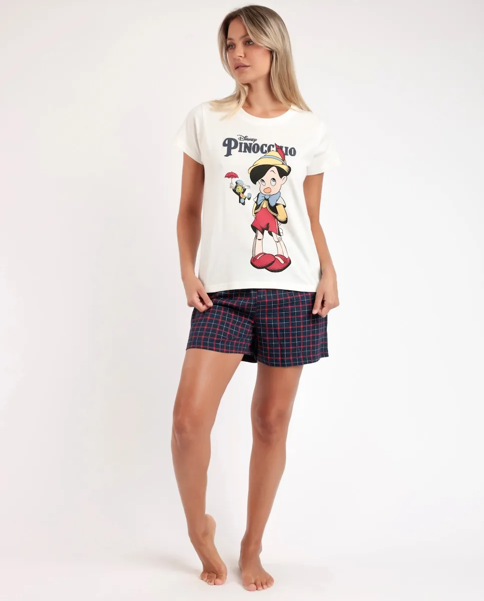 

Короткая женская пижама из трикотажа цвета экрю Disney, цвет Crudo