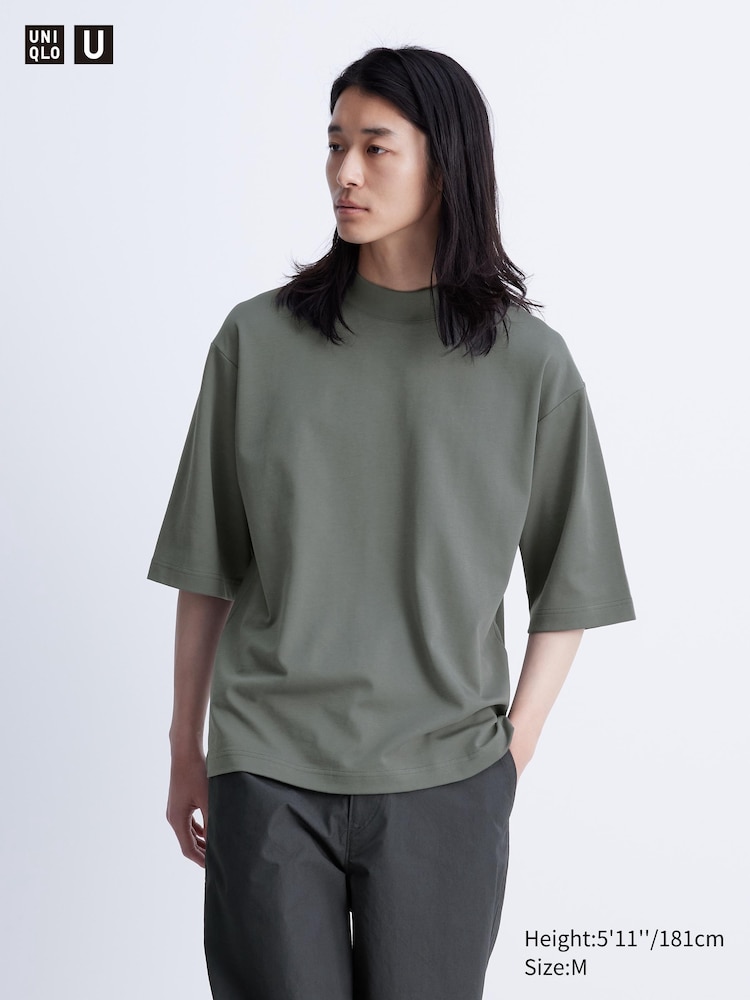 

Футболка свободного кроя AIRism из хлопка с воротником-стойкой Uniqlo, цвет 56