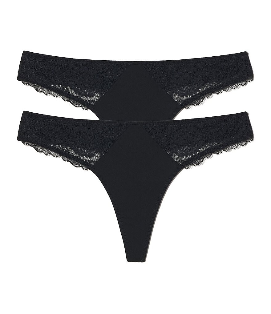 

Синие трусики-стринги Skarlett Minx с кружевом (2 шт.) Skarlett Blue, черный