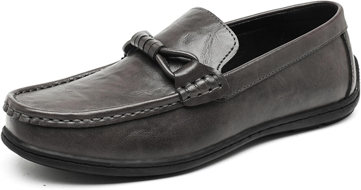 

Мужские слипоны из натуральной кожи, пенни-лоферы, обувь с плоской подошвой, легкие, мягкие, дышащие, повседневные для делового, офисного, формального и повседневного ношения на выходных Psieicwm, серый
