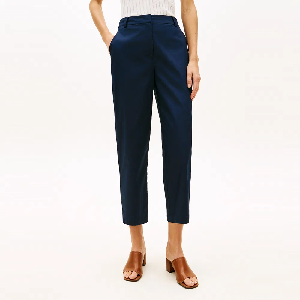 Женские полуширокие брюки на резинке тёмно-синие от Tommy Hilfiger Women — фото 3