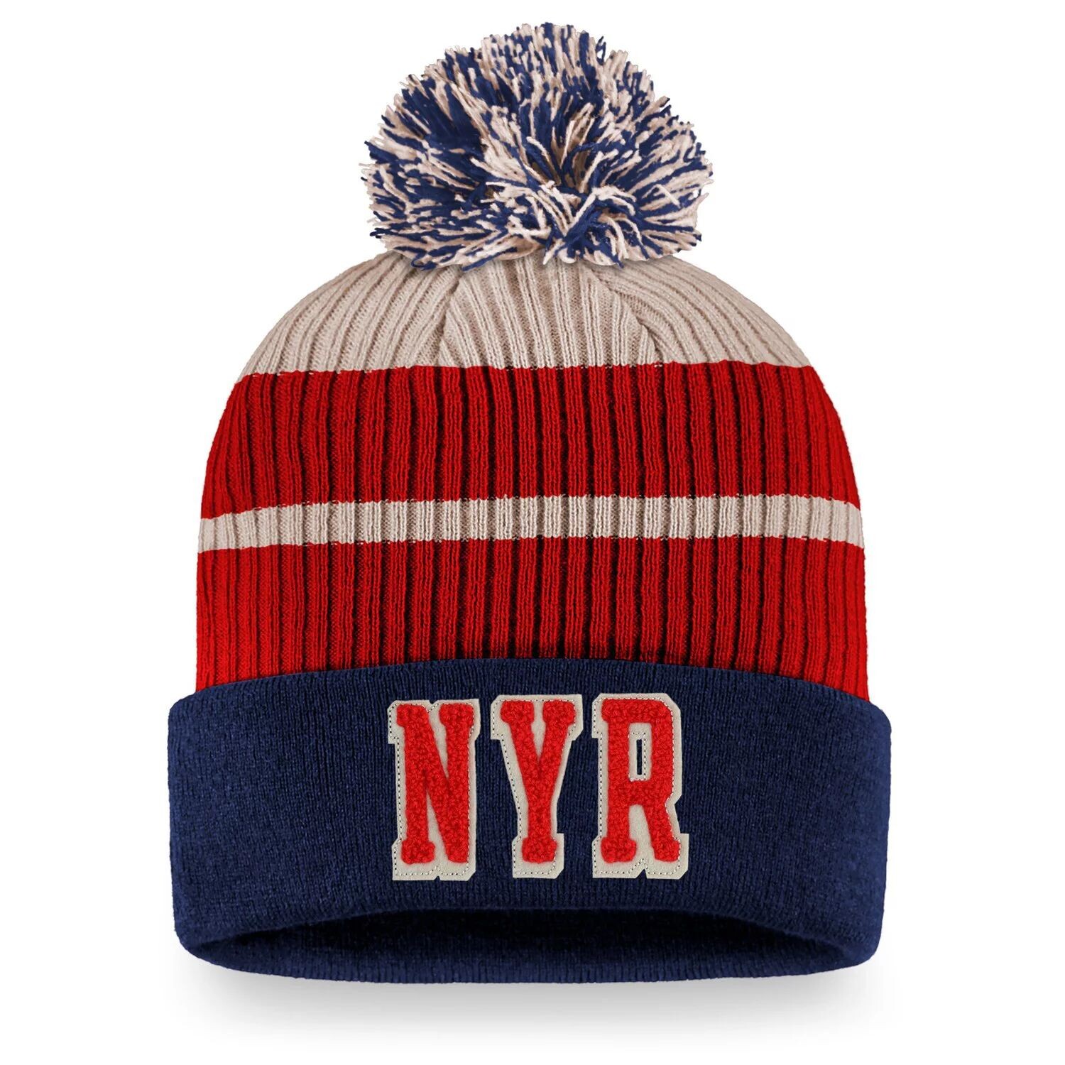 

Мужская синяя вязаная шапка с манжетами и помпоном Fanatics New York Rangers True Classics