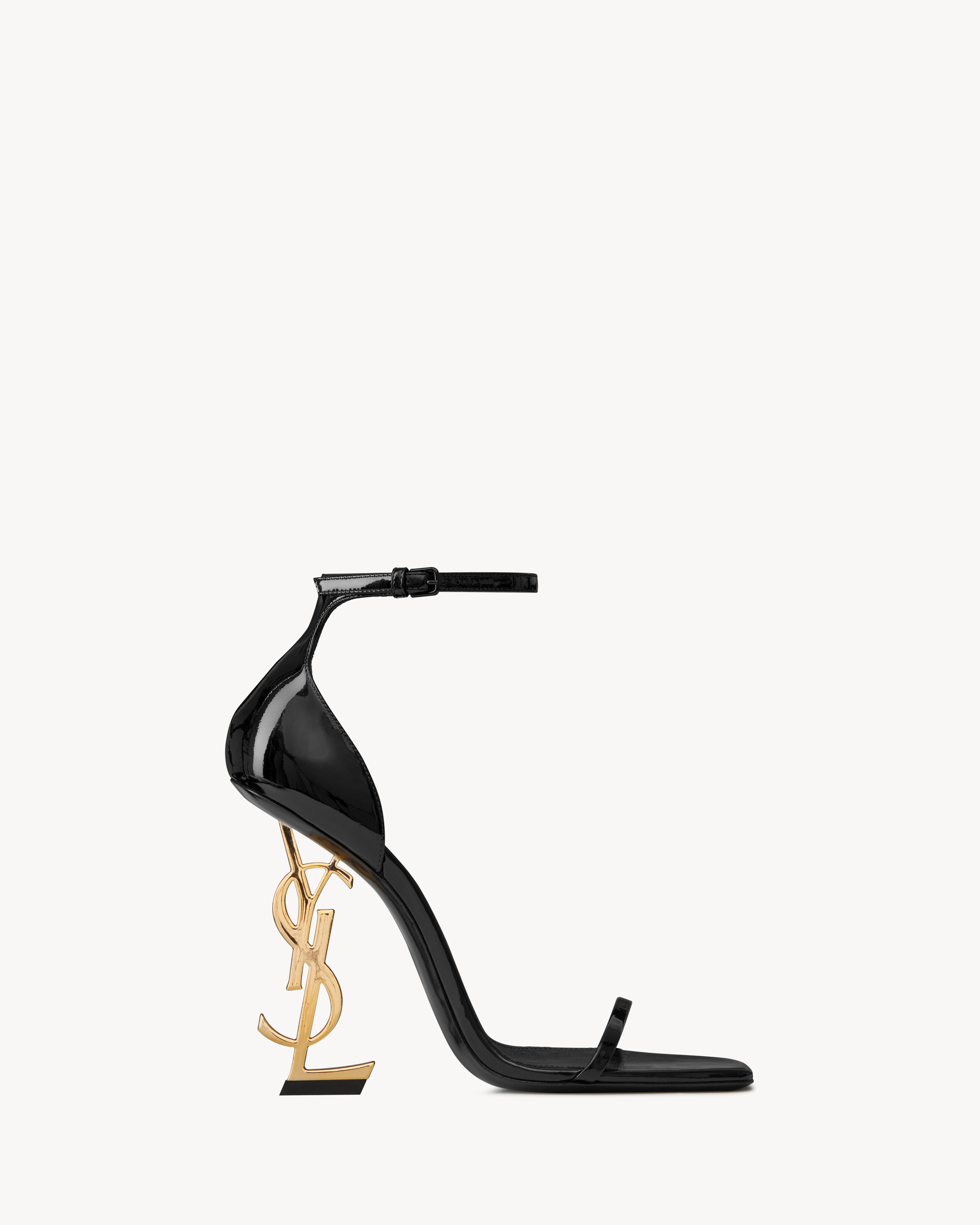 Босоножки OPYUM из лакированной кожи Saint Laurent, черный