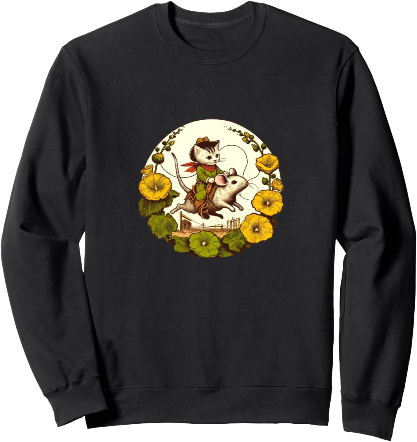 

Толстовка с изображением ковбоя, кошки, вестерна, ковбоев, родео и котенка Boss Bubb, черный