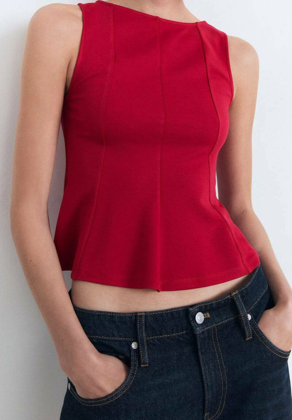 

Топ PEPLUM WITH SEAM DETAIL Mango, красный