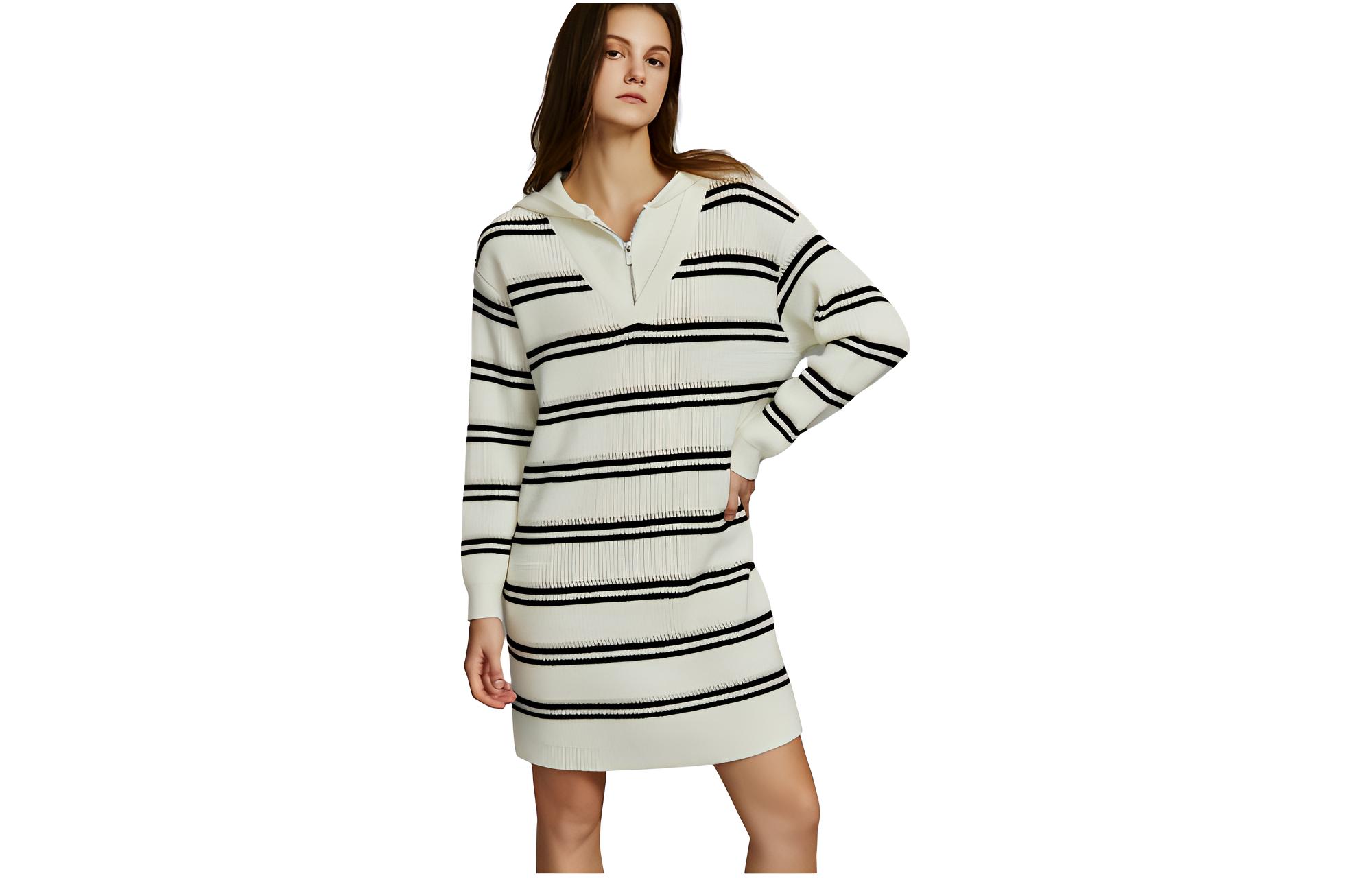 

ELLE Длинный рукав, женская, черно-белая полоска