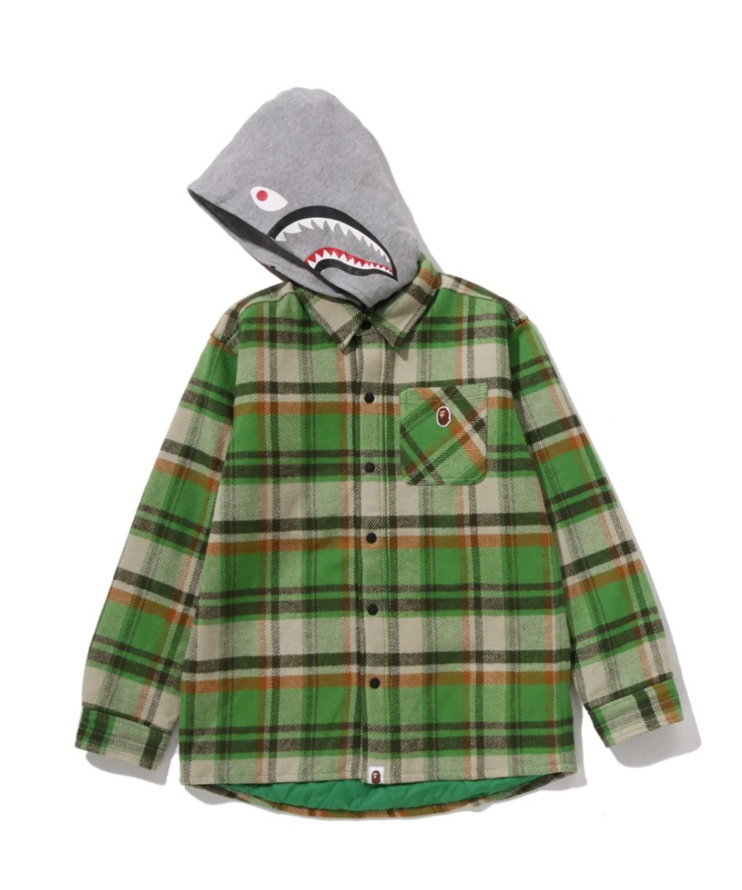 Куртка-рубашка A BATHING APE с клетчатым принтом, хлопок, темно-синяя — фото 2