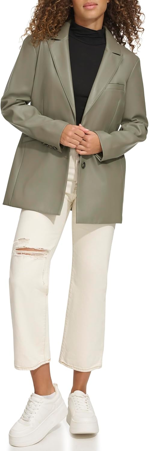 

Женский однобортный пиджак Levi's из искусственной кожи, Sage
