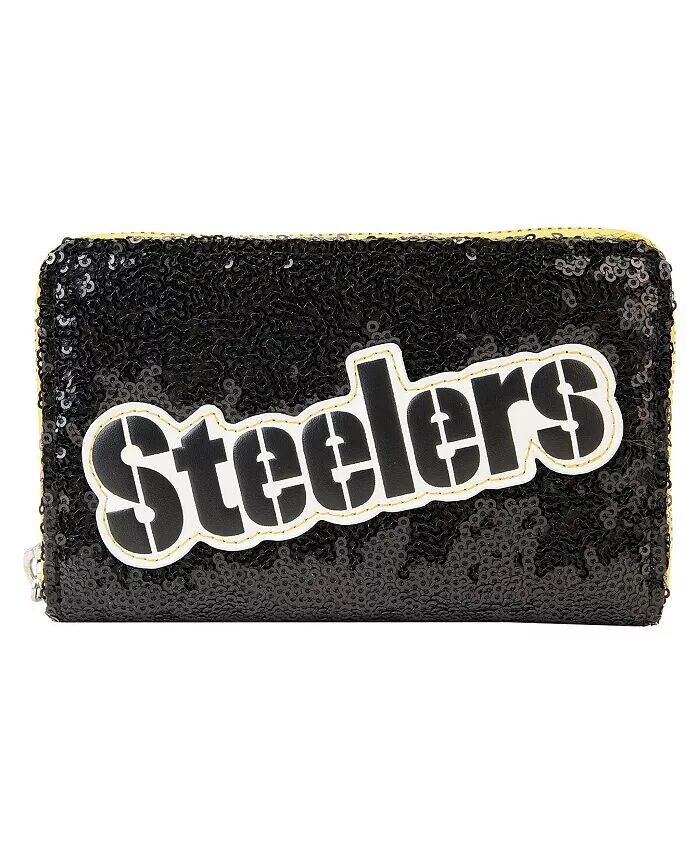 

Женский кошелек Pittsburgh Steelers на молнии с пайетками Loungefly, черный