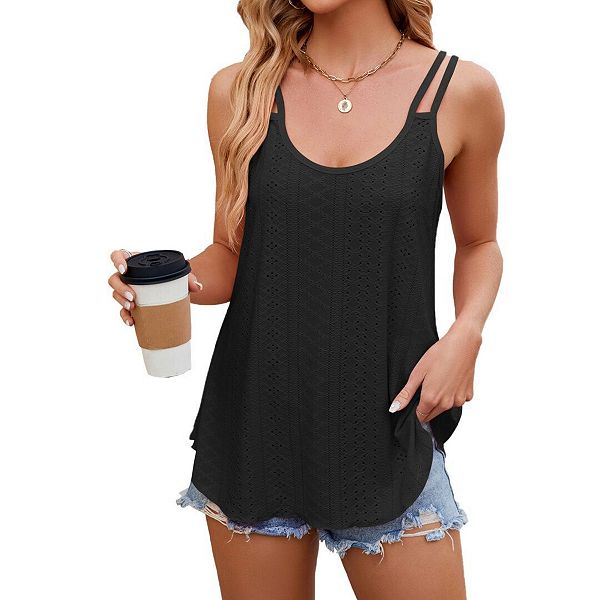 

Женский топ без рукавов с вышивкой и лямками-спагетти Yesfashion, Black